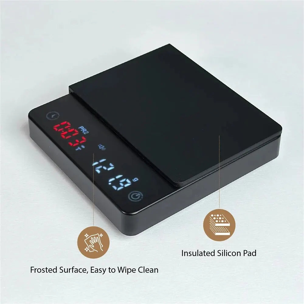 Coffee Scale Nano Coffee Scale with Timer Espresso Scale with Auto Peel Touch Sensor and Silicone Lid