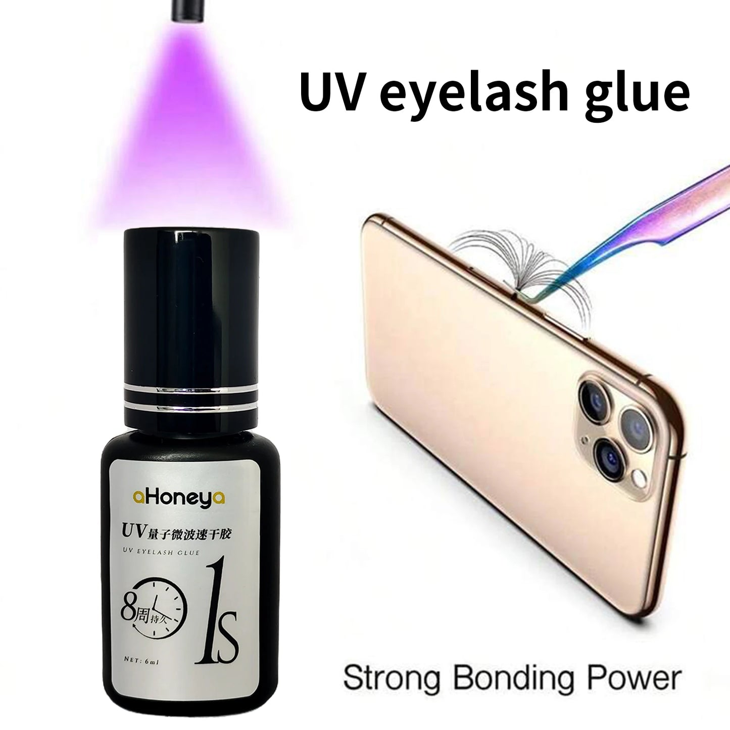 UV Eyelash Glue 6ml Purple Lashes Glue Salon Eyelashes Grafting Glue