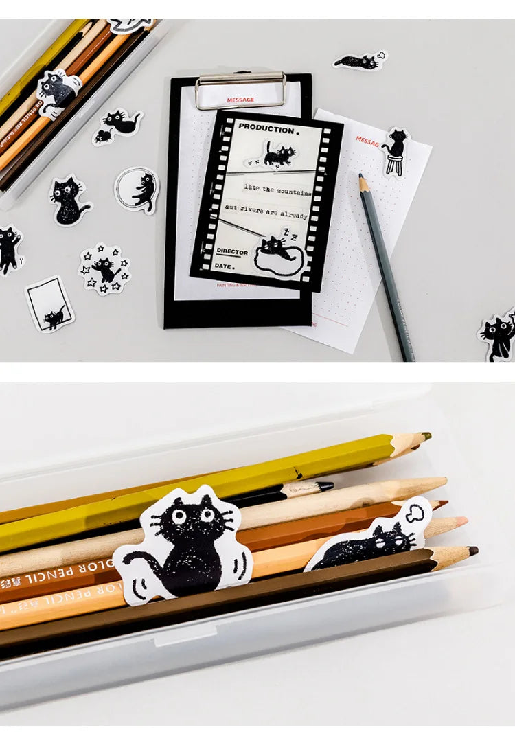 45Stickers / Box Kitten Notebook Boxed Stickers Cartoon Cute Decorative Photo Album Diy Stickers Growth Manual