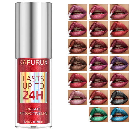 20-colors Glitter Lip Glaze Waterproof Diamond Shimmer Lip Gloss Sparkling Liquid Lipstick Long Lasting Lip Makeup for Women Gif