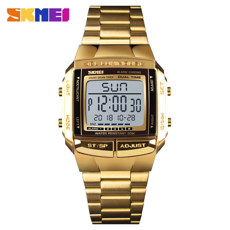 SKMEI 1381 Luxury Digital Watch for Men Sports Electronic Waterproof LED Display Wristwatches Mens Countdown Clock Reloj Hombre