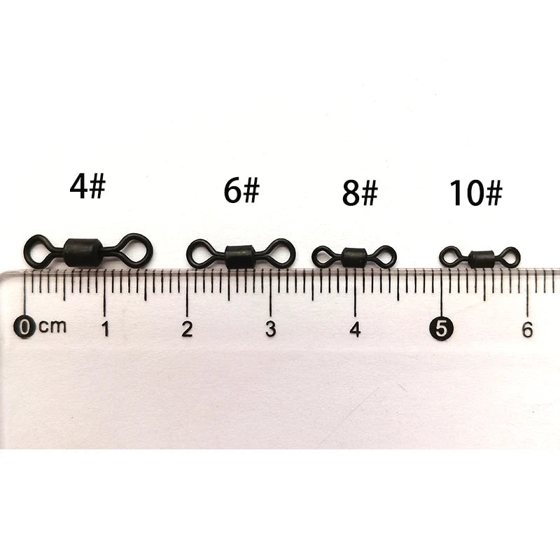 50Pcs Carp Fishing Swivel Rolling Barrel Snap Matte Black Lure Hook Line Connector Fishing Tackle Supplies Accessories Pesca