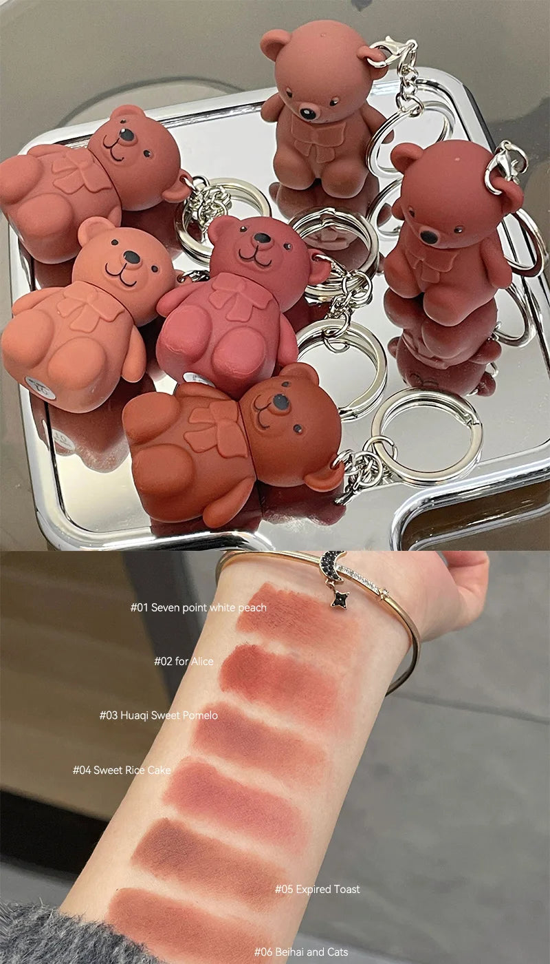 ART VALUE Bearland Velvet Lip Clay — 6-Color Bear Lip Clay, Natural Matte Finish, Skin-Brightening Lip Glaze