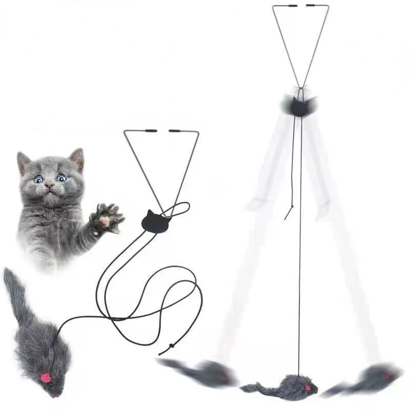 Interactive Cat Toy Cats Mouse Toys Hanging Door Retractable plaything Funny Self-hey kitten Scratch Rope Mouse Toy Pet Products