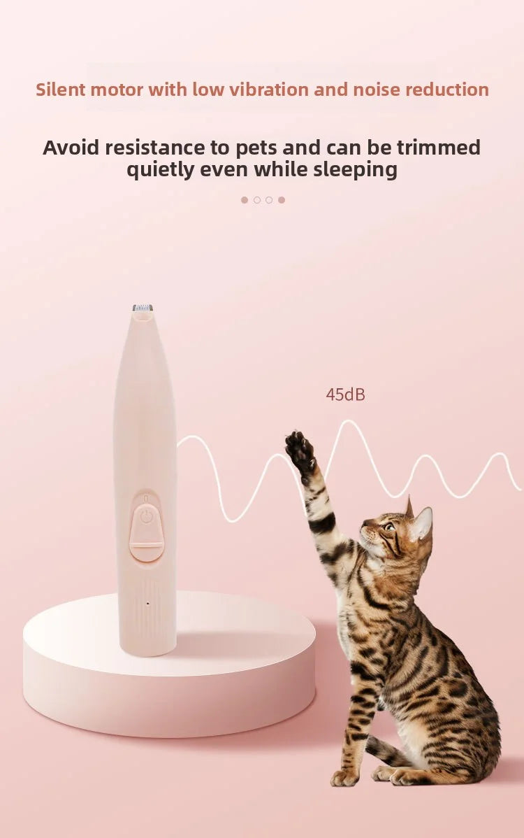 Pet electric clipper, pet foot hair trimmer, 360 ° pet hair trimmer, pet beauty and hairdressing trimmer, USB charging 500mah