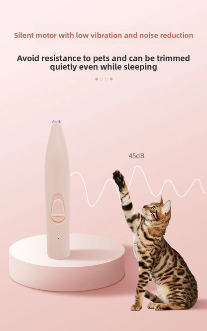 Pet electric clipper, pet foot hair trimmer, 360 ° pet hair trimmer, pet beauty and hairdressing trimmer, USB charging 500mah