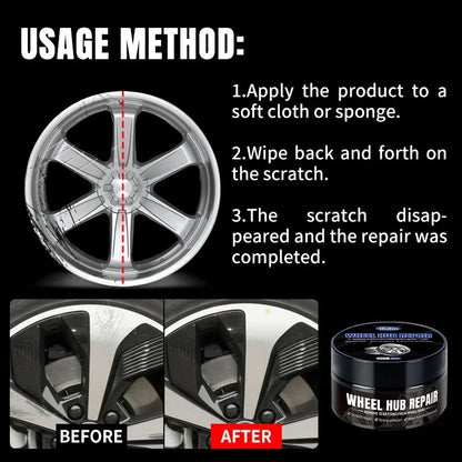 Universal Wheel Hub Repair Kit-Alloy Rim Scratch Remover,Oxidation Paste and Rust Inhibitor, Automotive Hub Care Polishing Paste