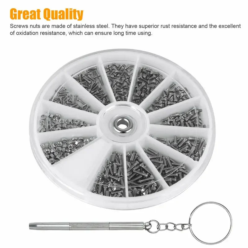 Eyeglass Screw Repair Kit: Repair Screws, Nose Pad Screws, Temple Screws Repair Set 12 Types