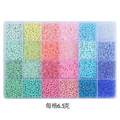 24 Grid 3mm Premium Glass Rice Beads Set 5200pcs Tiny Seed Beads Box Kit for Bracelet Necklaces Jewelry Making DIY Craft Beading