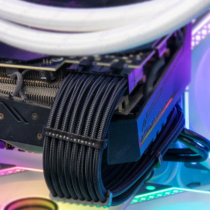 JEYI PSU Extension Cable Kit-24Pin ATX + 8Pin EPS + 6+2Pin PCIe,18AWG Sleeved with Combs,Fit Universal Case Compatibility