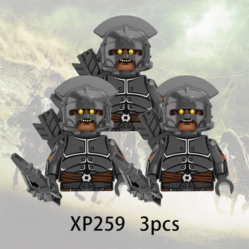 3pcs Lord Rings Elves Orcs Army Dwarf Rohan Mini Action Toy Figures Building Blocks Assembly Toys for Kids Birthday Gift