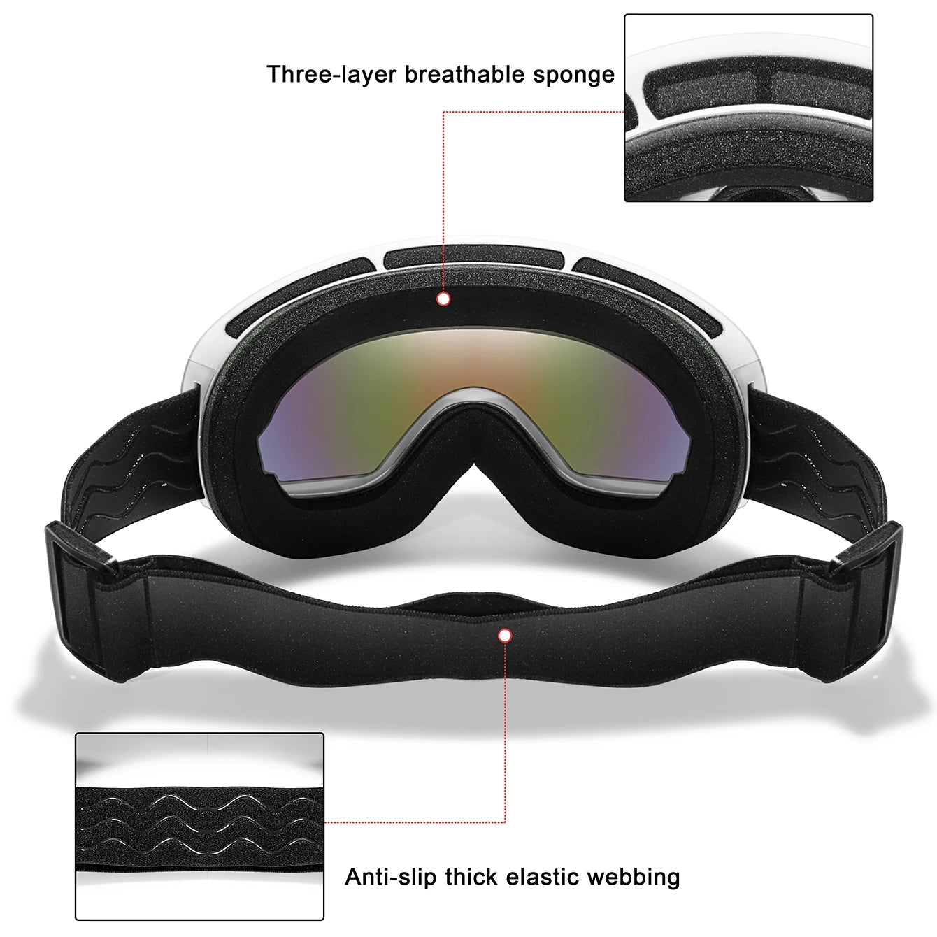 Winter Outdoor SKI Goggles Men And Women Teen, Free Optical Frame and Bag, UV400 Anti-Fog Snowboard Eyewear, Charistmas Gifts