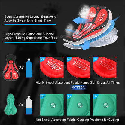 X-TIGER Cycling Shorts Breathable Mesh Cycling Underwear Gel Pad Shockproof MTB Bike Shorts Bicycle Underwear