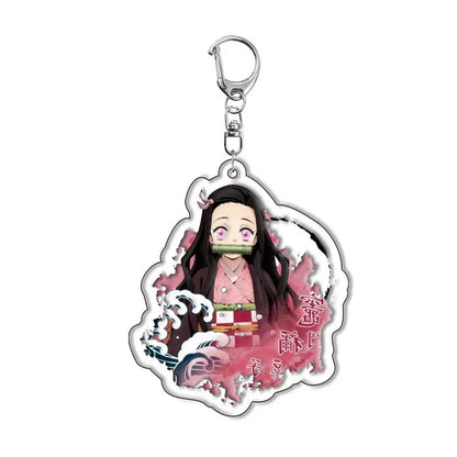 Demon Slayer doll toy Kimetsu No Yaiba Blade of Ghost Keychain Acrylic Pendant Car Key Chain Fans kids Xmas Gift Anime Jewelry