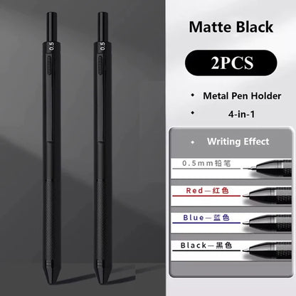 Multifunctional 4-color-in-one gravity-sensing pen metal ballpoint pen/Mechanical Pencil,Black/Red/Blue Ink Oil Signing canetas