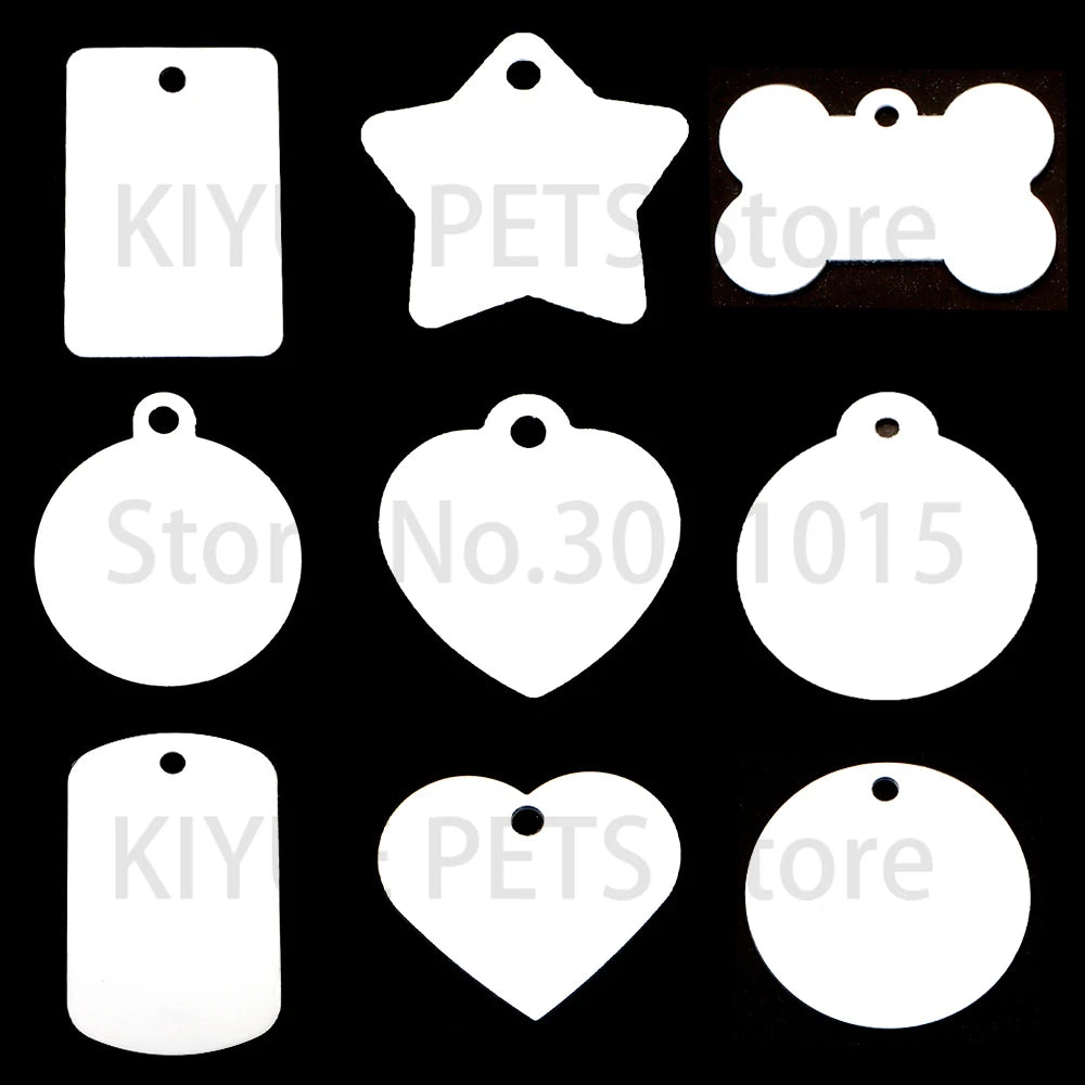 20Pcs Wholesale Personalized Pet ID Nameplate  Heat Transfer Aluminum Blank Hang Tag Customized Key Ring Accessories Pendant