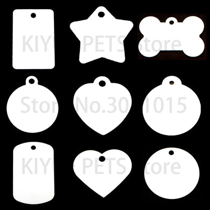 20Pcs Wholesale Personalized Pet ID Nameplate  Heat Transfer Aluminum Blank Hang Tag Customized Key Ring Accessories Pendant