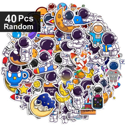 40-240pcs Astronaut Cosmonaut Stickers Cartoon Cute Decals Toy Stationery Guitar Phone Laptop Luggage Car Graffiti Kids Sticker