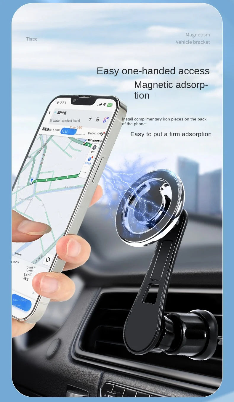 Magnetic Car Phone Holder Stand Universal Mount for iPhone 15/14/13 Samsung Support Bracket GPS Compatible with MacSafe