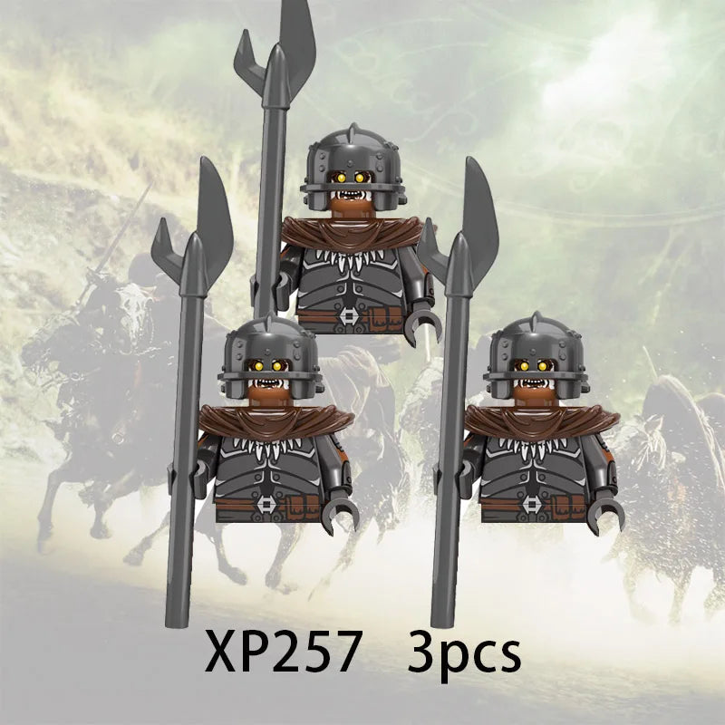 3pcs Lord Rings Elves Orcs Army Dwarf Rohan Mini Action Toy Figures Building Blocks Assembly Toys for Kids Birthday Gift
