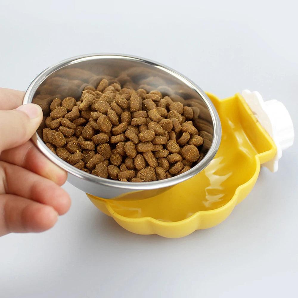 Movable Lifting Pet Hanging Food Bowl Pumpkin Shaped Stainless Steel Water Bowl for Rabbit Hamster Bird Cat Pet Feeding Supplies