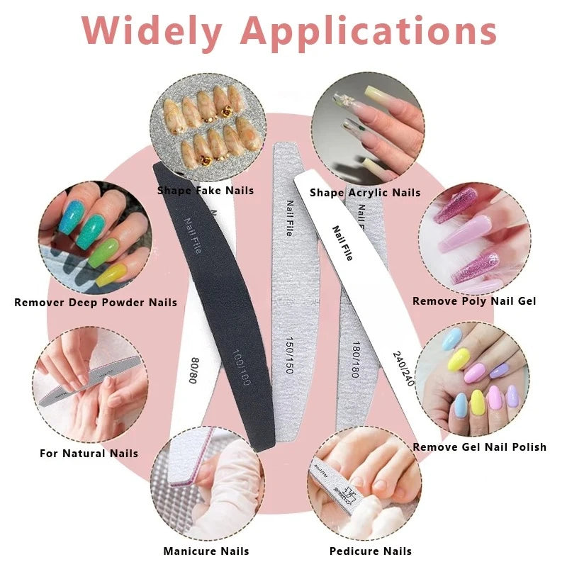 5/25Pcs/Lot Nail File Mix Color 80/100/150/180/240 Grit Professional Sandpaper Cuticle Remover Buffer Files Manicure Tool Set