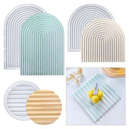 Geometric Tray Resin Mold Epoxy Resin Wave Shaped Silicone Molds for Cup Mat Holder DIY Home Decor Gypsum Ornaments Making Mould