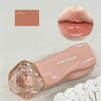 Pinkyfocus Glossy Mirror Lip Gloss Hydrating Juicy Nude Lip Tint Long Lasting Daily Natural Makeup for Spring Summer