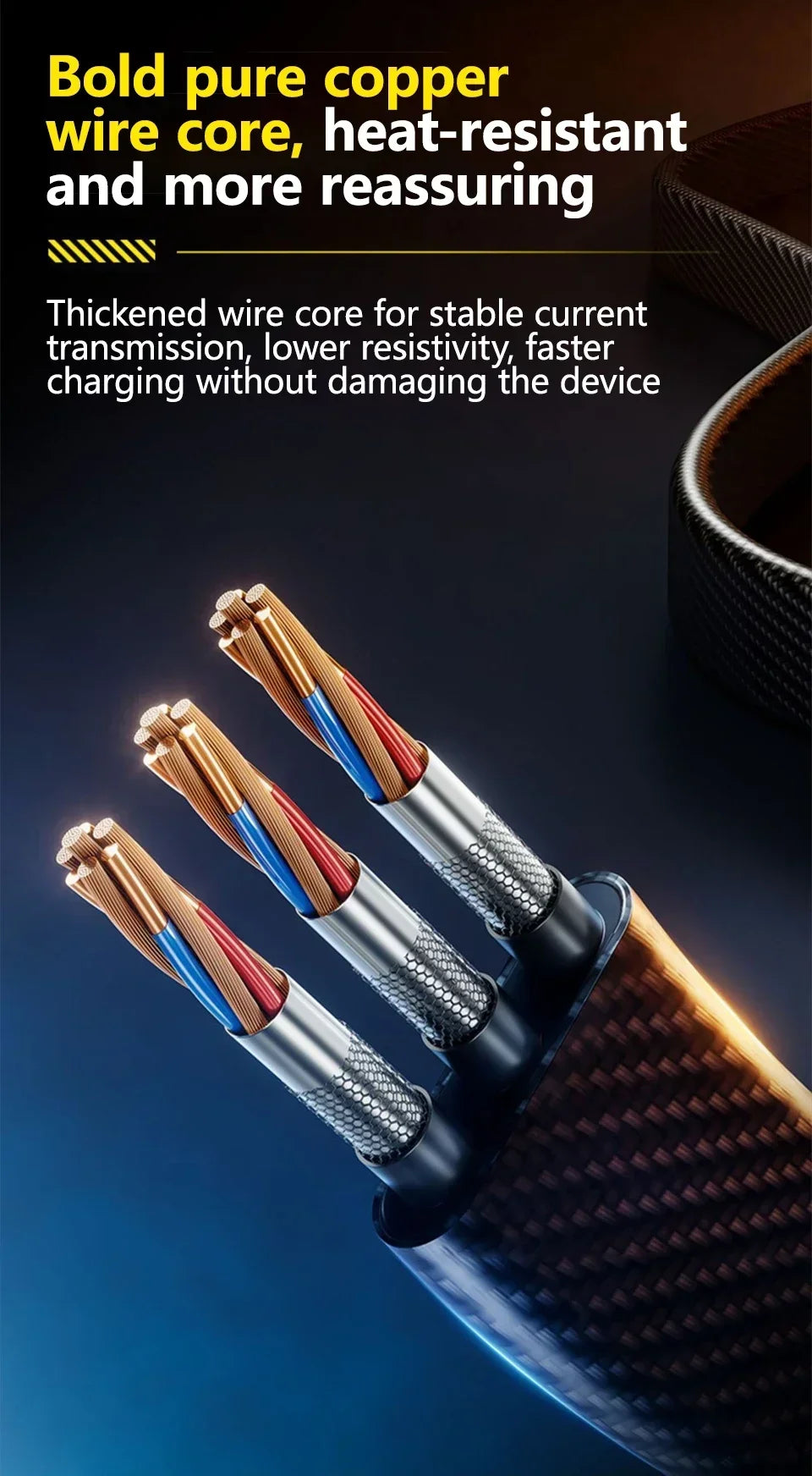 4-in-1 Fast Charging Cable, 65W PD QC Charging Cable with Multiple Connectors, Suitable for Android/iPhone