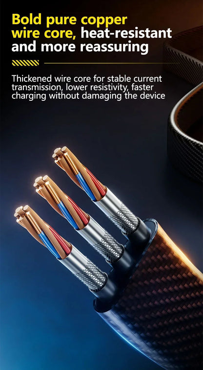 4-in-1 Fast Charging Cable, 65W PD QC Charging Cable with Multiple Connectors, Suitable for Android/iPhone