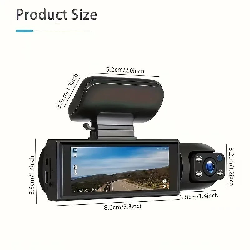 Dual Camera Car Dash Cam 1080P with IR Night Vision, Front and Rear Recording, Wide Angle & Loop Recording DVR
