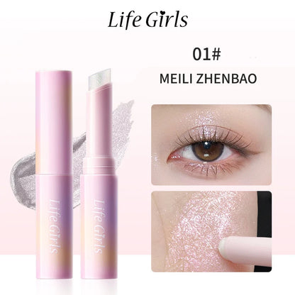 Water-Gloss Jelly Eyeshadow Stick Is a One-Swipe Makeup Highlight Eyeshadow Stick with Pearl Shimmer in Multiple Colors. Luminous Highlight Eyeshadow Stick Is a Two-Use Stick for Eyebrows. Waterproof Effect That Lasts Long an