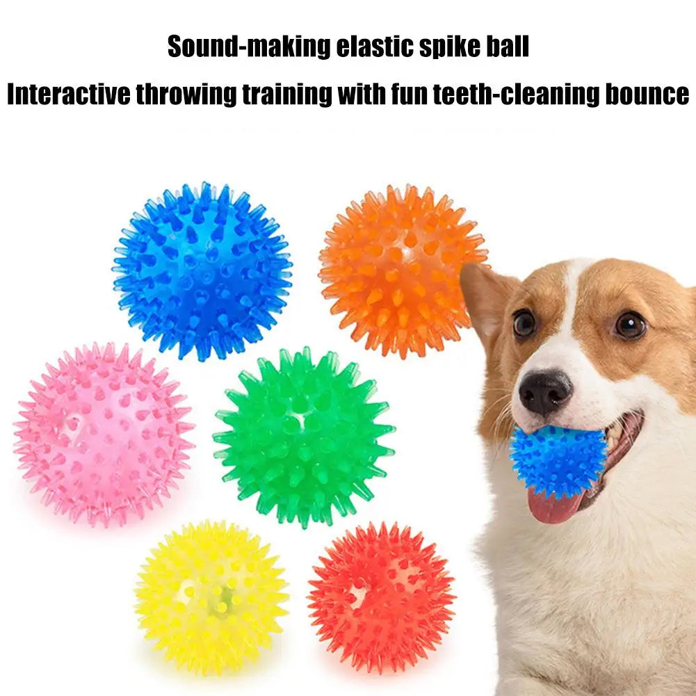 Pet Dog Toys Cat Puppy Sounding Toy Polka Squeaky Tooth Cleaning Ball TPR Training Teeth Chewing Toy Thorn Balls Pet Accessories