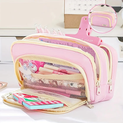 A Large-capacity Multi-layer Pencil Case, A Simple Multi-purpose Student Stationery Box And Makeup Storage Bag