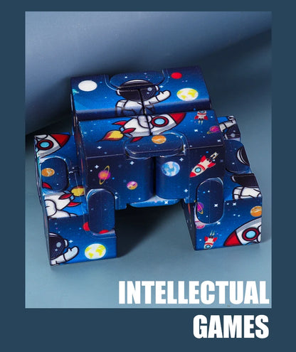 Colorful Infinite Versatile Christmas Fidget Cube Colorful Starry Sky Cube and Fidget Handle Toy Set