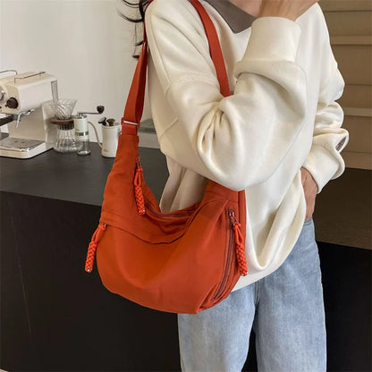 Nylon Fabric Shoulder Bag New High Capacity Women's Crossbody Messenger Bag Leisure Versatile Shoulder Hobos Bag