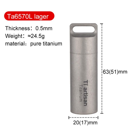 Tiartisan Titanium Mini EDC Tools Portable Sealed Medicine Bottle Home Outdoor Pill Box Waterproof Titanium Pill Container