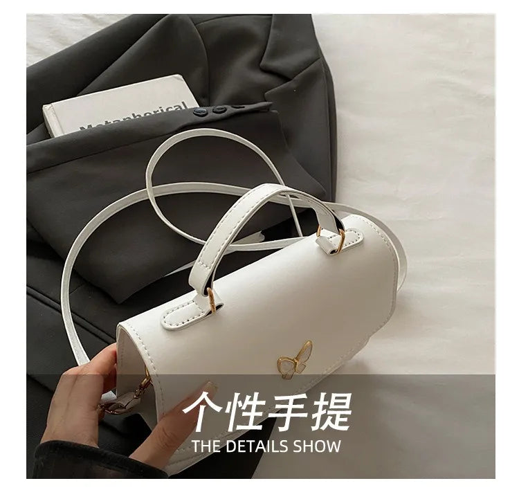 Lucky butterfly bag women's new fashion solid color simple texture trend beautiful casual shoulder messenger bag portable small