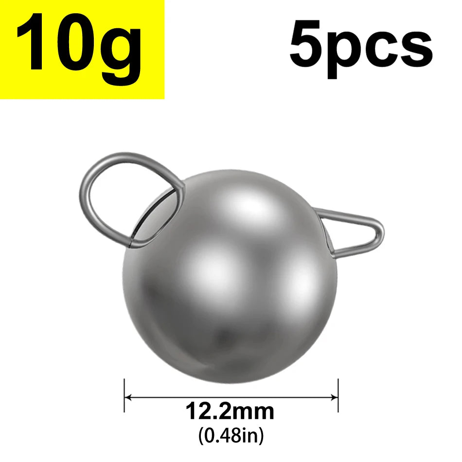 5pcs 2g-18g Fishing Weight Sinker Jig Head Deep Water Bullet Weight with Swivel Round Ball Sinkers Fishing Tackle Accessories