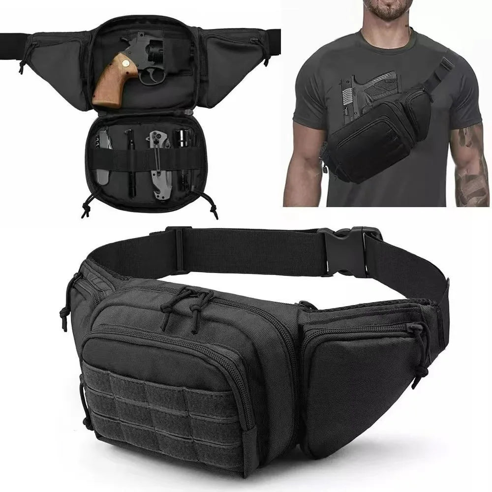 HOMEFISH Men Waist Fanny Pack Belt Bag Tactical Military Motorcycle Rider Sports Climb Camping Nylon Male Tool Sling Chest Hip