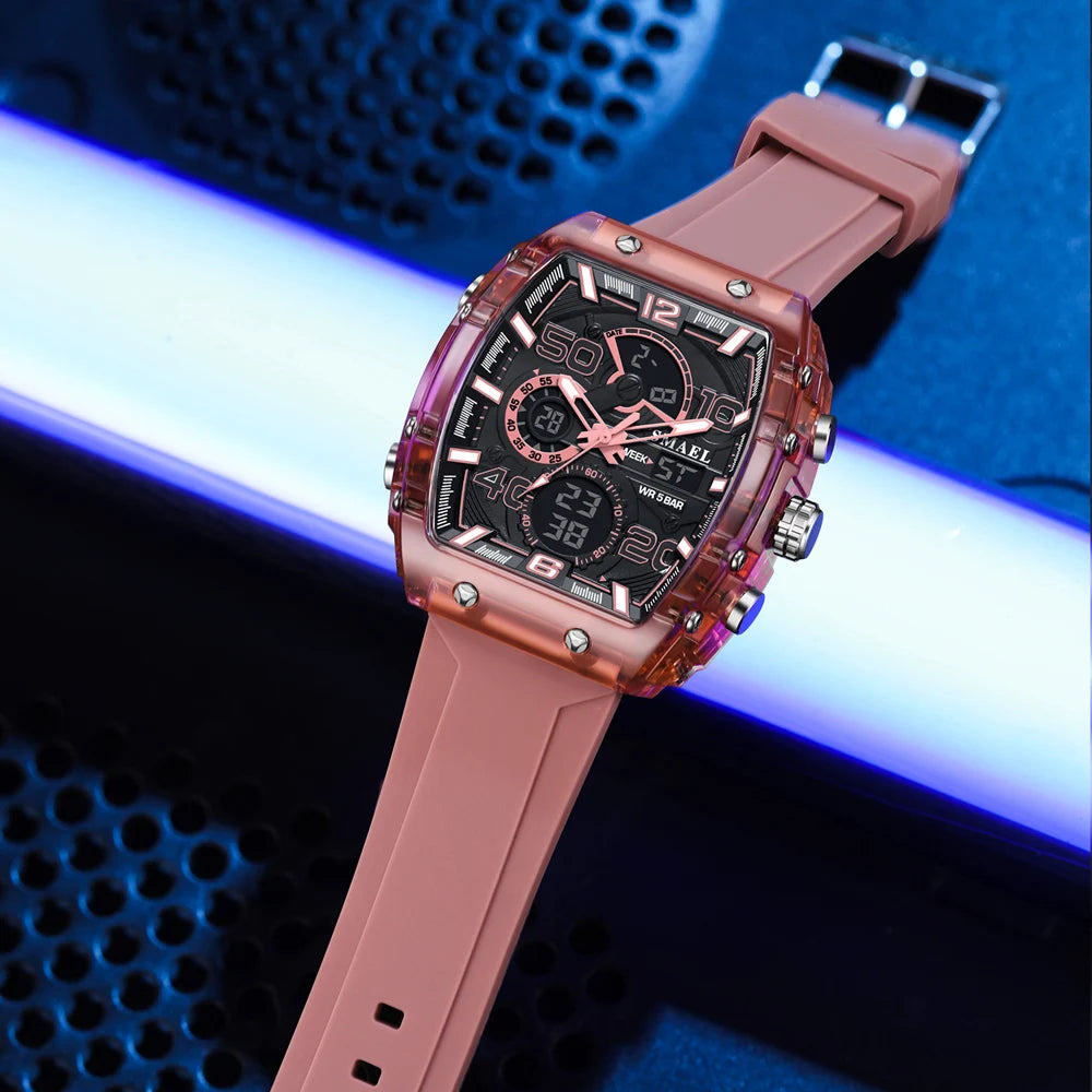 SMAEL 8109 Digital Watch Men Outdoor Sport 5ATM Waterproof LCD Electronic Male Quartz Watches for Men's Chronograph Wristwatch