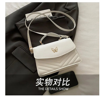 Lucky butterfly bag women's new fashion solid color simple texture trend beautiful casual shoulder messenger bag portable small