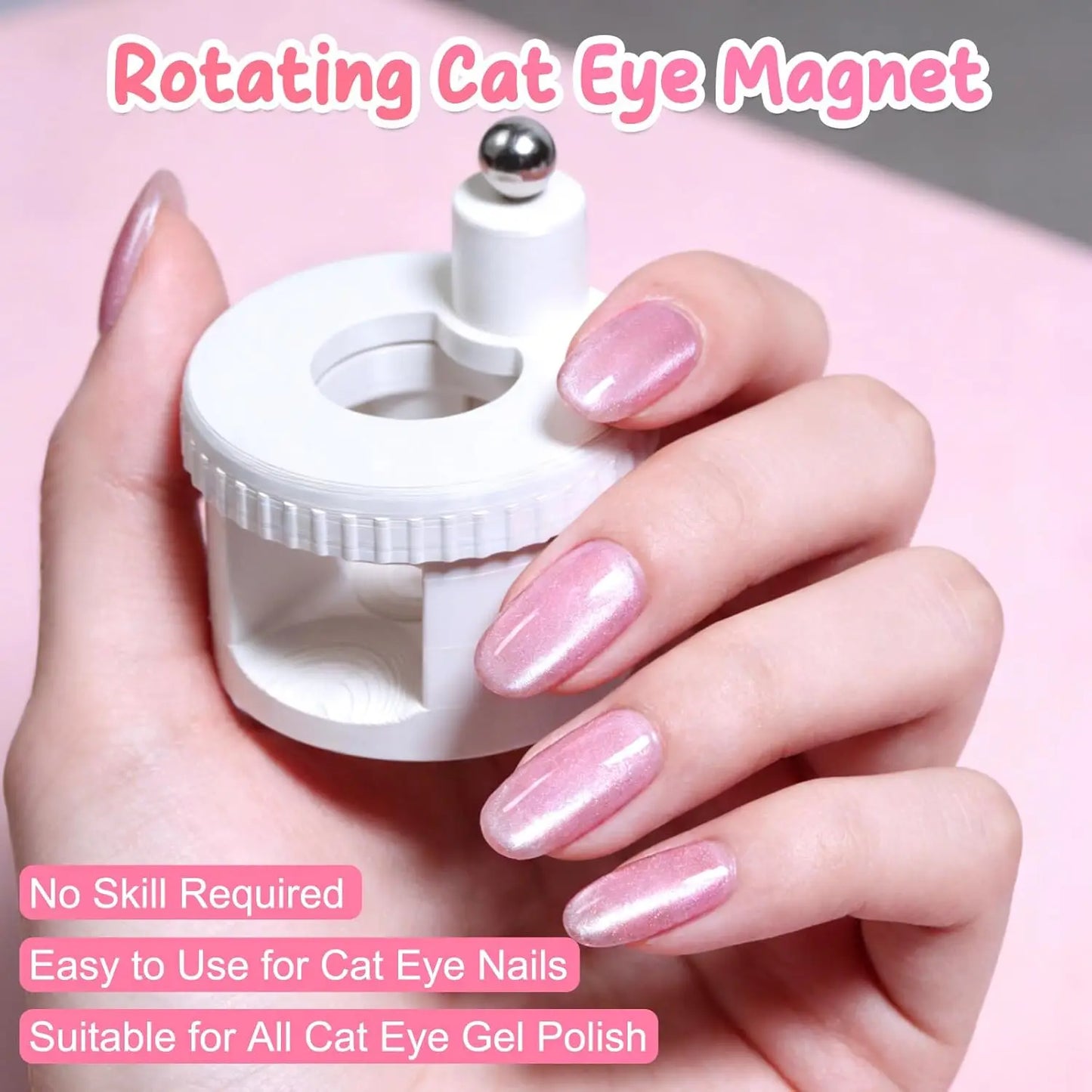 Rotating Cat Eye Nail Magnet Wide Light Glass Bead Effect Multifunctional Strong Automatic Nail Art Magnetic for Gel Nail Polish
