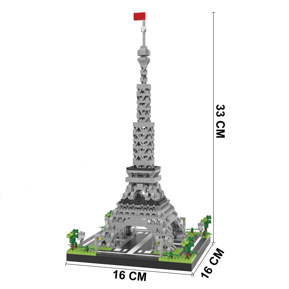 Knew Built Louvre Micro Mini Building Blocks for Adult, Architecture Toys Set, Construction, Arc Triomphe Eiffel Assembly Bricks