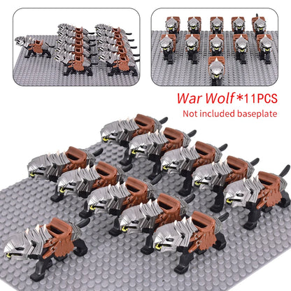 Medieval Military Sets Cavalry Figures War Horse Animals Building Blocks Parts Knight Weapons Accessories Toys for kids gifts