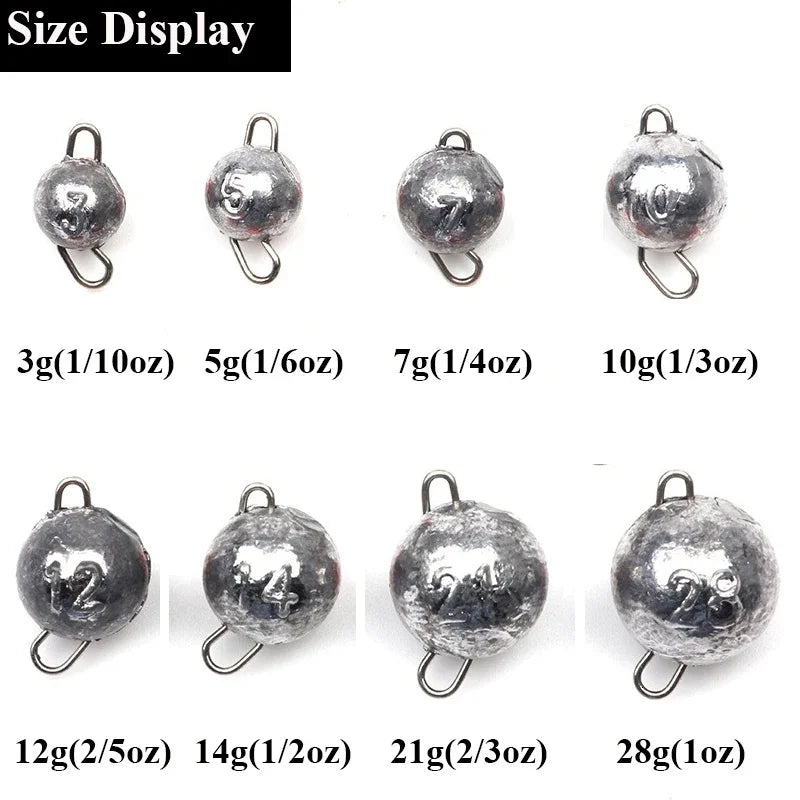 5pcs/lot Fishing Weight Sinker 3g-28g Deep Water Bullet Weight with Swivel Round Ball Sinkers Fishing Tackle Accessories