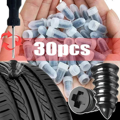Vacuum Tyre Repair Nail Tire Puncture 10/30pcs Screws Motorcycle Fitting Set Tubeless Wheel Repair Punctures Kit Patches for Car