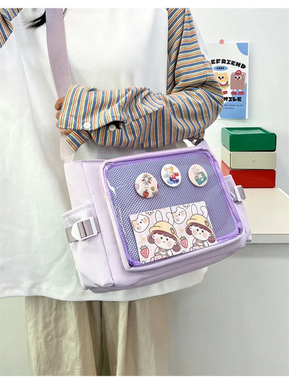 College Style Crossbody Bag with Large Capacity for Class Book Carrying Mailman Bag for Girls Casual Shoulder Crossbody Bag