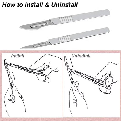 11 23 Scalpel Blade Set Metal Handle Stationery Steel Precision Craft Knife Cutter Wood Carve Stencil Box Open DIY Surgical Tool