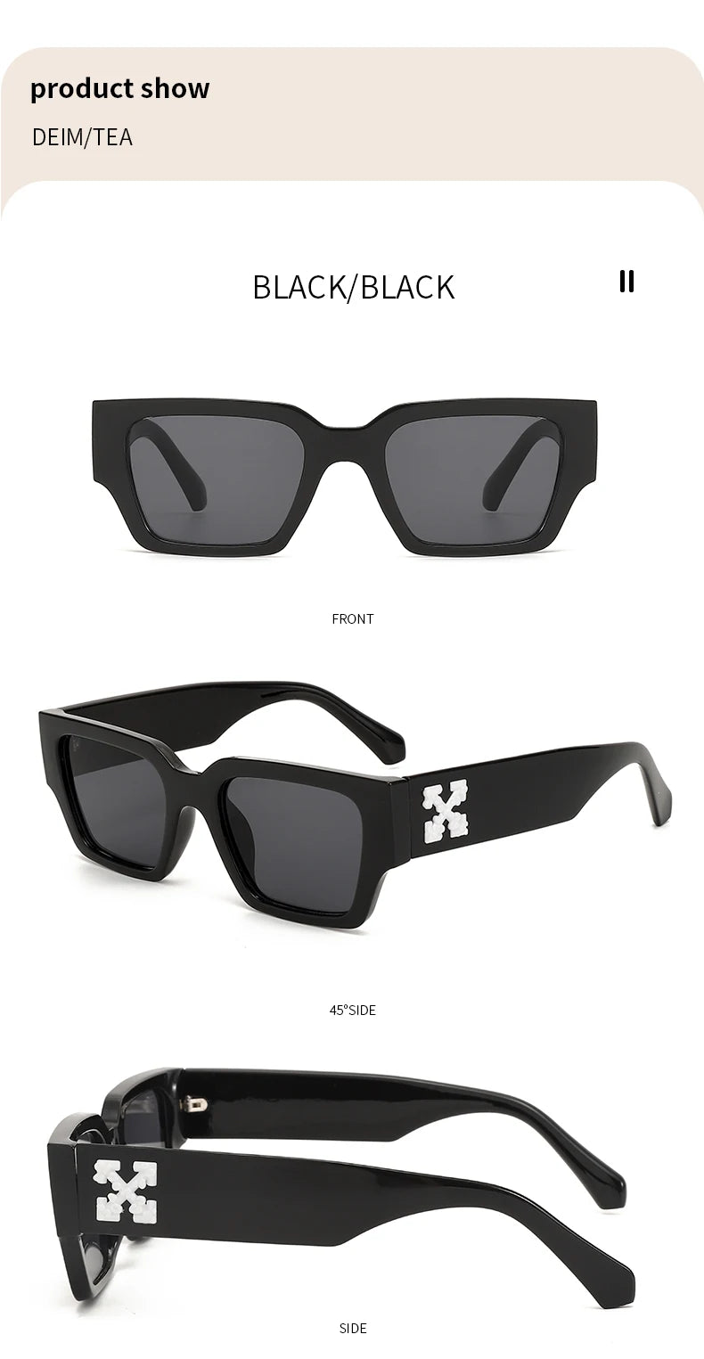 1 pair of square small frame printed fashion women's sunglasses sunglasses outdoor model posing glasses